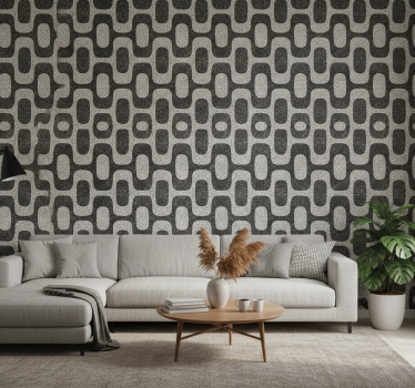 Living room wallpaper inspired by portuguese pavement - TenStickers