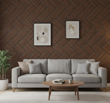 Ornamental wallpaper zigzag wood plank floor sticker - TenStickers