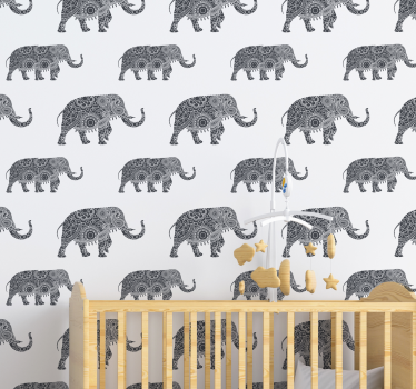 Ornate Elephants wallpaper for the nursery - TenStickers