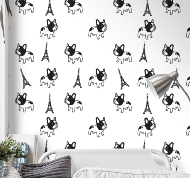Parisian Pooches wallpaper of a dog - TenStickers