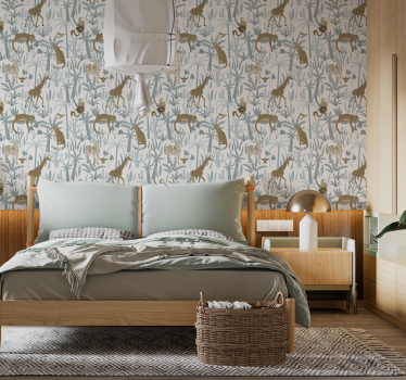 Pastel color jungle pattern children's room wallpaper - TenStickers