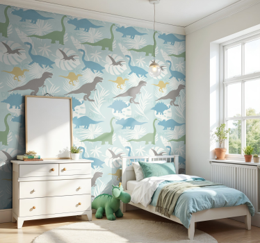 Pastel color pattern dino wallpaper - TenStickers