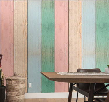 Pastel Plank Patterns wood feature wallpaper - TenStickers