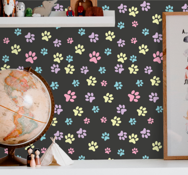 Paw Pattern Motif wallpaper of a dog - TenStickers