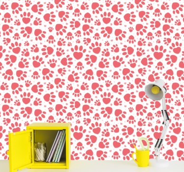 Paw Print Hearts wallpaper of a dog - TenStickers