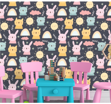 Playful Animal Illustrations birds wallpaper - TenStickers