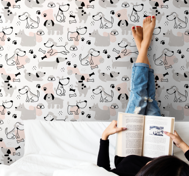 Playful Canine Collection wallpaper of a dog - TenStickers