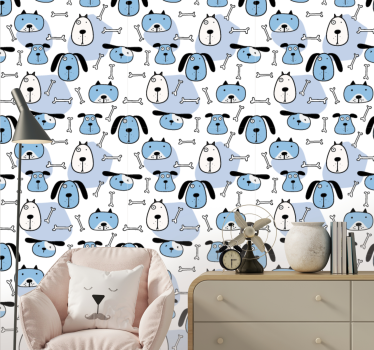 Playful Canine Pattern wallpaper of a dog - TenStickers