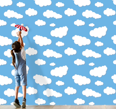 Playful Clouds Theme nature wallpaper - TenStickers