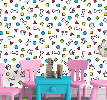Playful Pet Motifs wallpaper of a dog - TenStickers