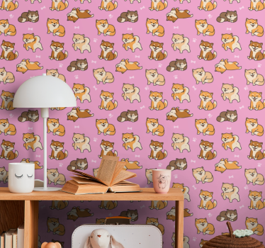 Playful Shiba Inus cat wallpaper - TenStickers