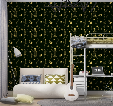 Black skeletons design halloween wallpaper - TenStickers