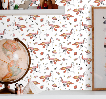 Playful Unicorn Pattern cute animal wallpaper - TenStickers