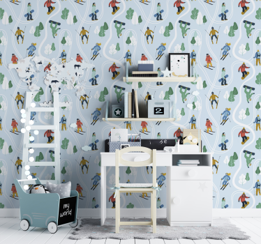 Playful Winter Sports wallpaper for the nursery - TenStickers