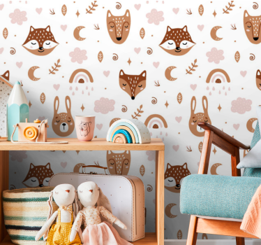 Playful Woodland animal wallpaper - TenStickers