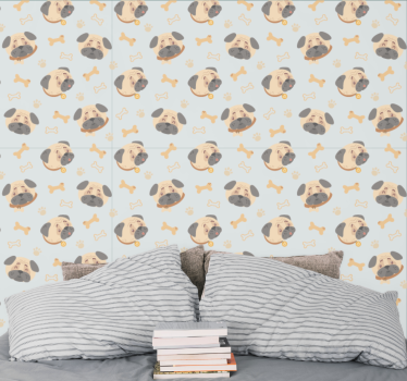 Puppy Pattern wallpaper of a dog - TenStickers