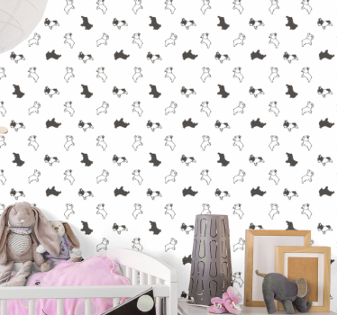 Puppy Sketches Pattern wallpaper of a dog - TenStickers