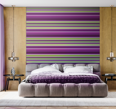 Purple and green horizontal design Bedroom wallpaper - TenStickers