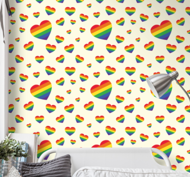 Rainbow hearts display teenage bedroom wallpaper - TenStickers
