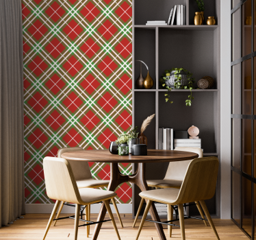 Red and green Scottish tartan classic wallpaper patterns - TenStickers