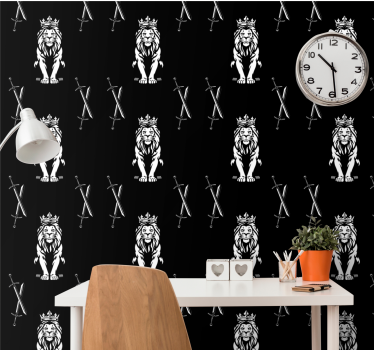 Regal Lions Pattern cute animal wallpaper - TenStickers