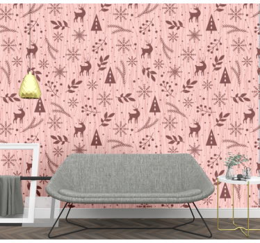 Reindeer Forest Scene cute animal wallpaper - TenStickers