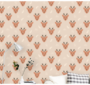 Reindeer Pattern cute animal wallpaper - TenStickers