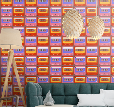 Other vintage wallpaper retro cassette collection - TenStickers