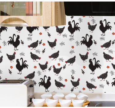 Rustic Poultry Pattern cute animal wallpaper - TenStickers