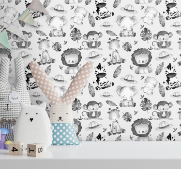Safari Friends cute animal wallpaper - TenStickers
