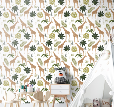 Safari Giraffe Theme cute animal wallpaper - TenStickers