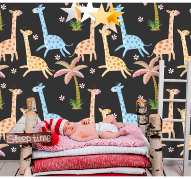 Safari Wildlife Scene cute animal wallpaper - TenStickers