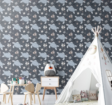 Sea Creatures Design cute animal wallpaper - TenStickers