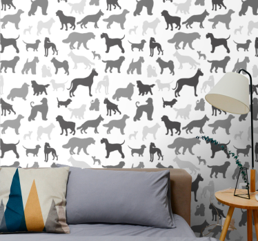 Silhouette Canines cute animal wallpaper - TenStickers