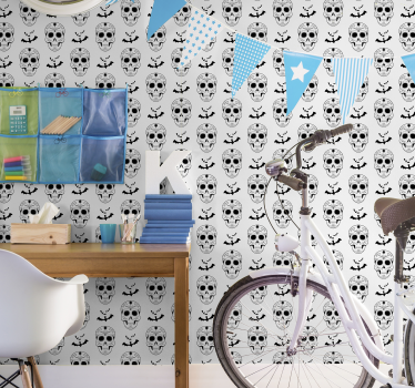 Skull and Bats halloween wallpaper - TenStickers