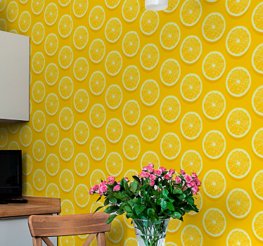 Sliced lemons Ornamental wallpaper - TenStickers