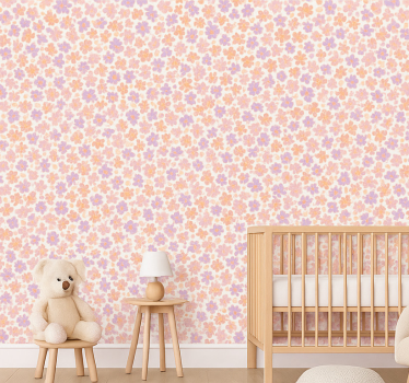 Small pastel flowers wallpaper childrens room - TenStickers