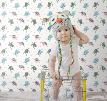 Soft color turtles Kids Wallpaper - TenStickers