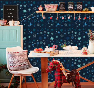 Blue night scene stars wallpaper - TenStickers
