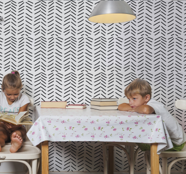 Stripes wallpaper in black and white strokes - TenStickers
