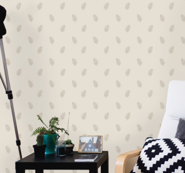 Subtle beige pattern leaves wallpaper - TenStickers