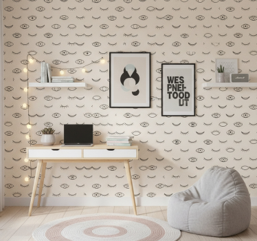 Teenage bedroom wallpaper eyelash eye design - TenStickers