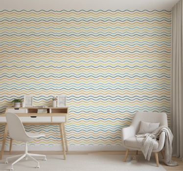 Teenage bedroom wallpaper in colorful wavy lines - TenStickers