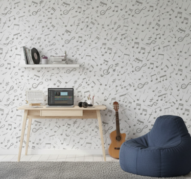 Teenage bedroom wallpaper music notes design - TenStickers