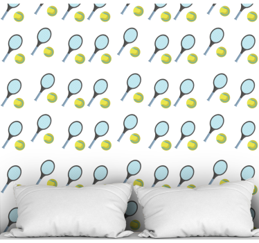 Teenage bedroom wallpaper tennis rackets and balls - TenStickers