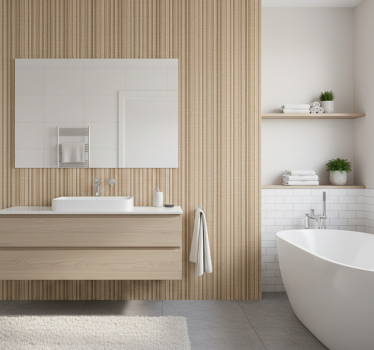 Textured neutral weave bathroom wallpaper - TenStickers