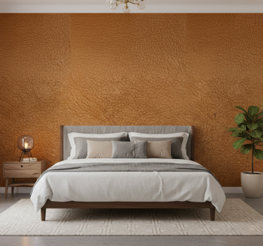 Textured wallpaper in brown leather effect - TenStickers