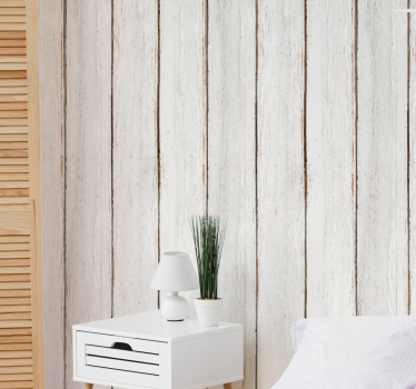 Textured white panels wood feature wallpaper - TenStickers