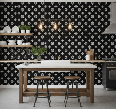 Tiles wallpaper black and white vintage pattern - TenStickers