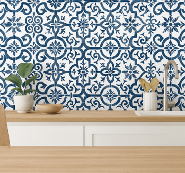Tiles wallpaper blue moroccan tile - TenStickers